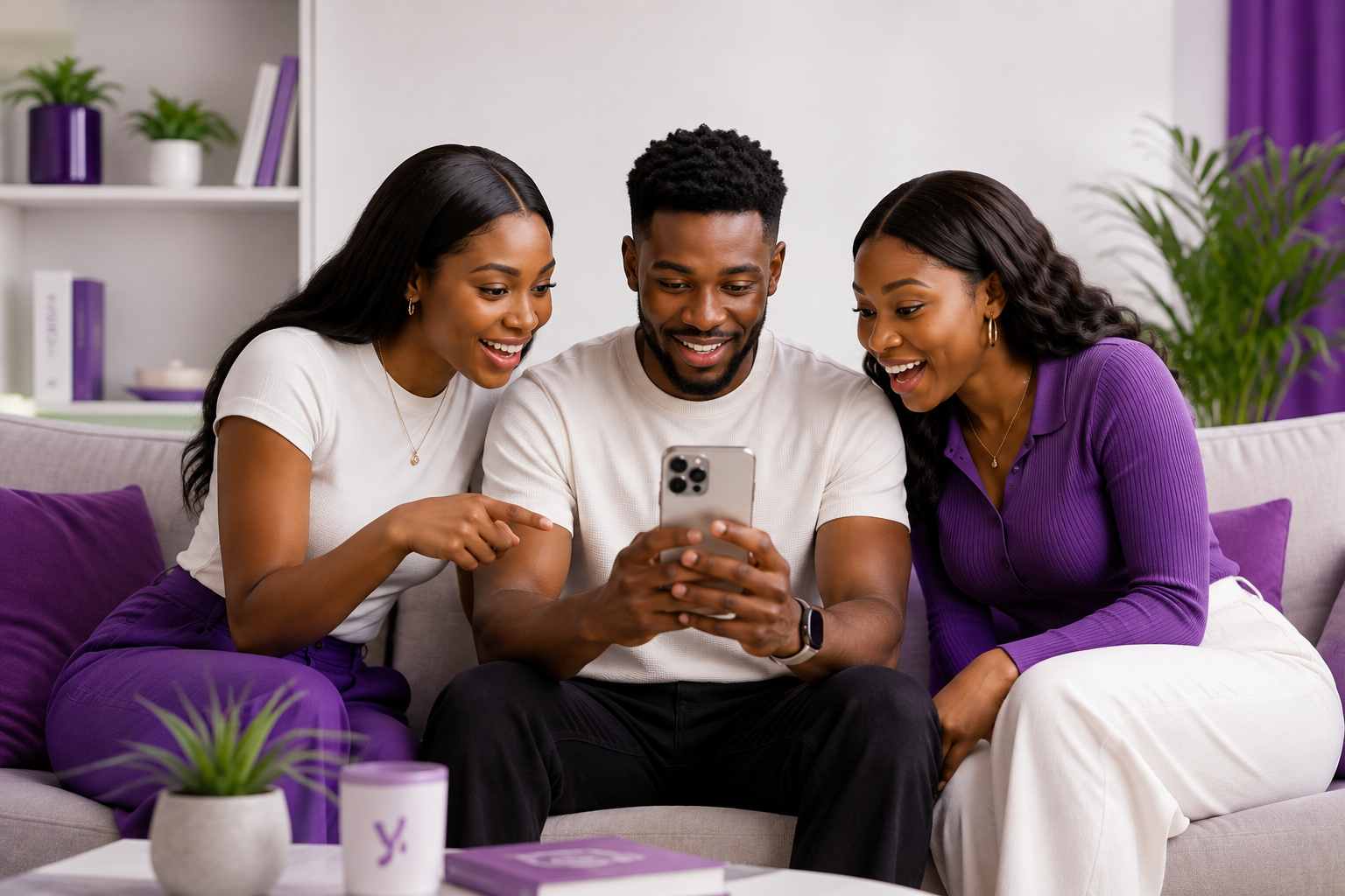 Three people enjoying the yrkolo savings app together